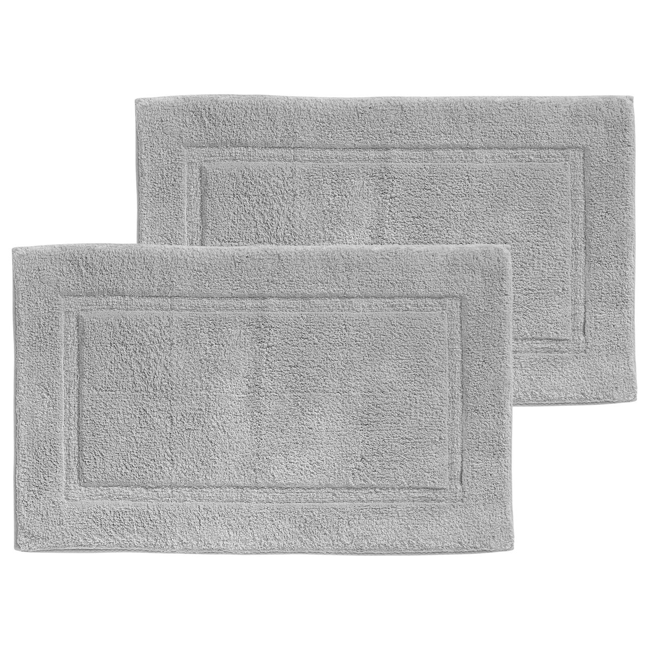 mDesign 100% Cotton Bath Mat, Hotel-Style Bathroom Floor Rug, 2 Pack
